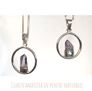 Dije con cuarzo amatista
Plata 925 y formación natural de punta.