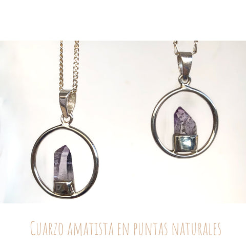 Dije con cuarzo amatista
Plata 925 y formación natural de punta.